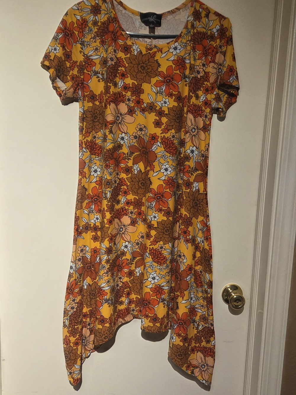 Yellow Floral Short-Sleeve Dress